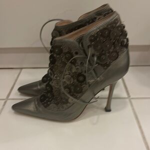 Manolo Blahnik Metallic Gray Heels
